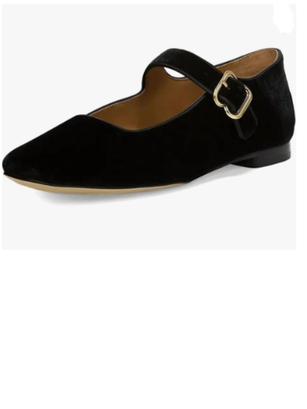 XYD Black Square Toe Mary Jane Flats Low Heel Single Strap Buckled Outdoor Shoes